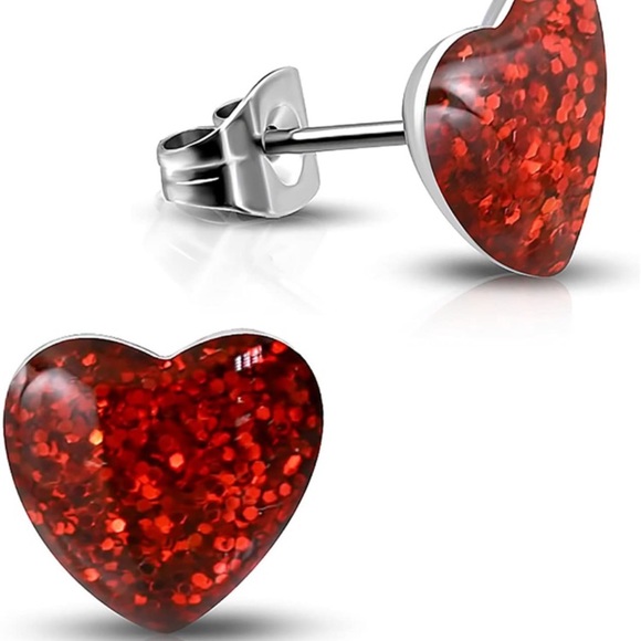 Heart Stud Earrings - Picture 2 of 2